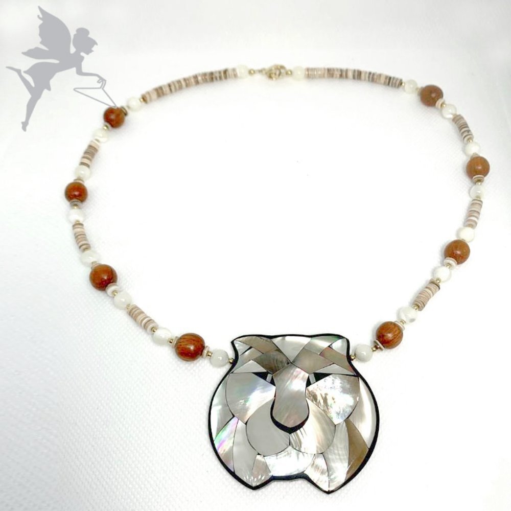 VINTAGE 1970’s LEE SANDS Mosaic Lion necklace